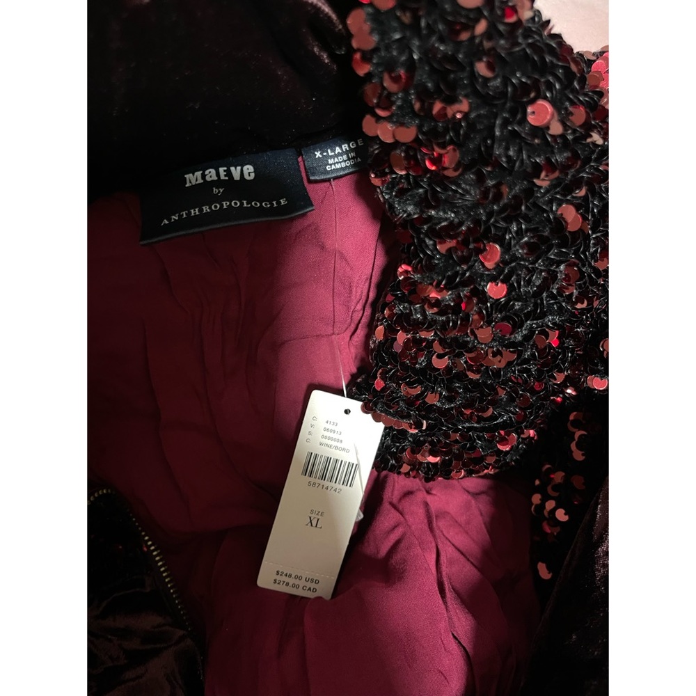 Anthropologie Vera Sequined Velvet Puffer Jacket NWT Sz XL & XS - Picture 8 of 14